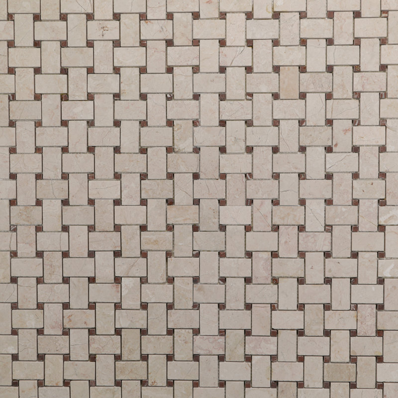Affton Marble Mosaic Wall & Floor Tile, Honed Indo Cream