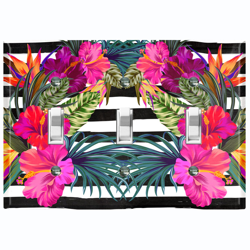 Patterned 2 - Gang Toggle Light Switch Standard Wall Plate, Black/White