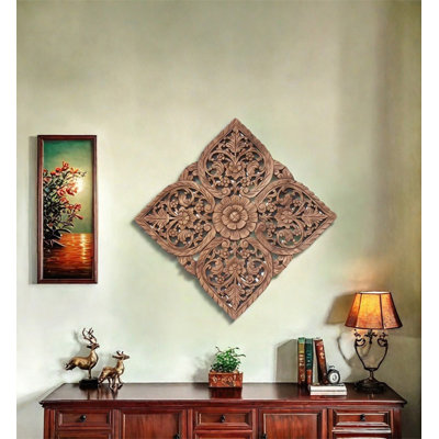 Retro square hollow carved pattern wall decoration