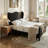 Mordern Glam Tufted Velvet Wingback Platform Bed-657966594