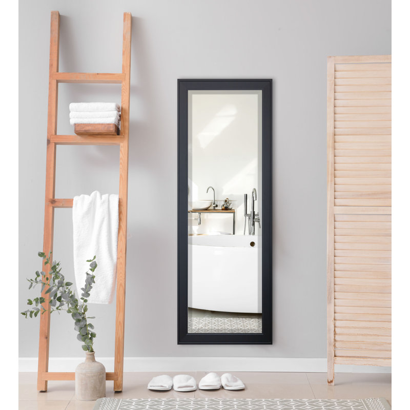 Eladia Engineered Wood Flat Wall Mirror, Black, 59.5" H x 20.5" W x 0.75"D
