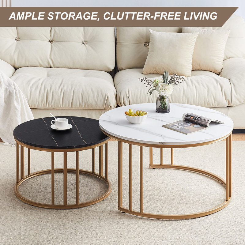 Nesting Cofe Frame Coffee Table, White/Black
