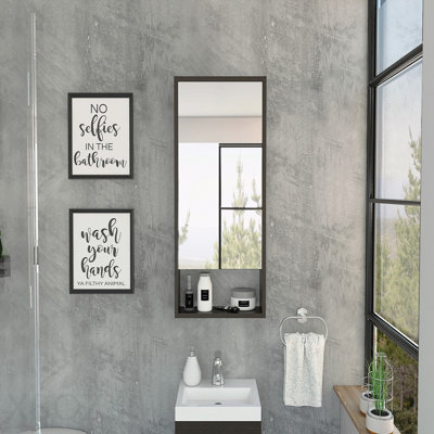 Mariana Medicine Cabinet, One External Shelf, Single Door Mirror Two Internal Shelves -Black
