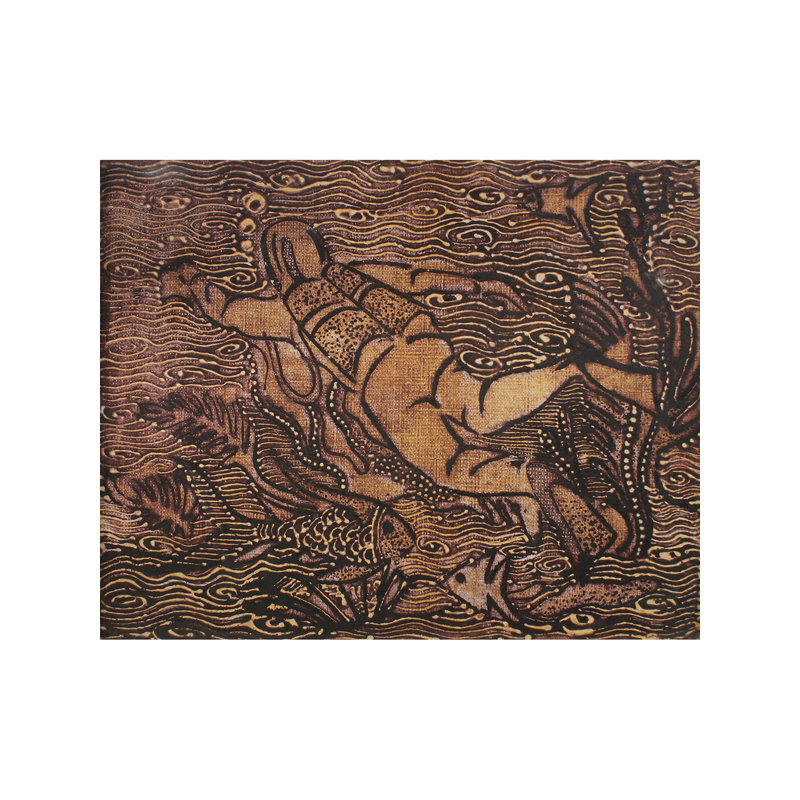 Plongée sous-marine (encadrée) | Linogravure sur papier fait à la main | Par Deepa Kushwaha