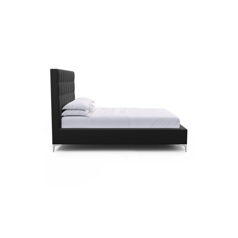 Bryant Upholstered Bed, Ebony, California King, Box Weave Linen Alabaster