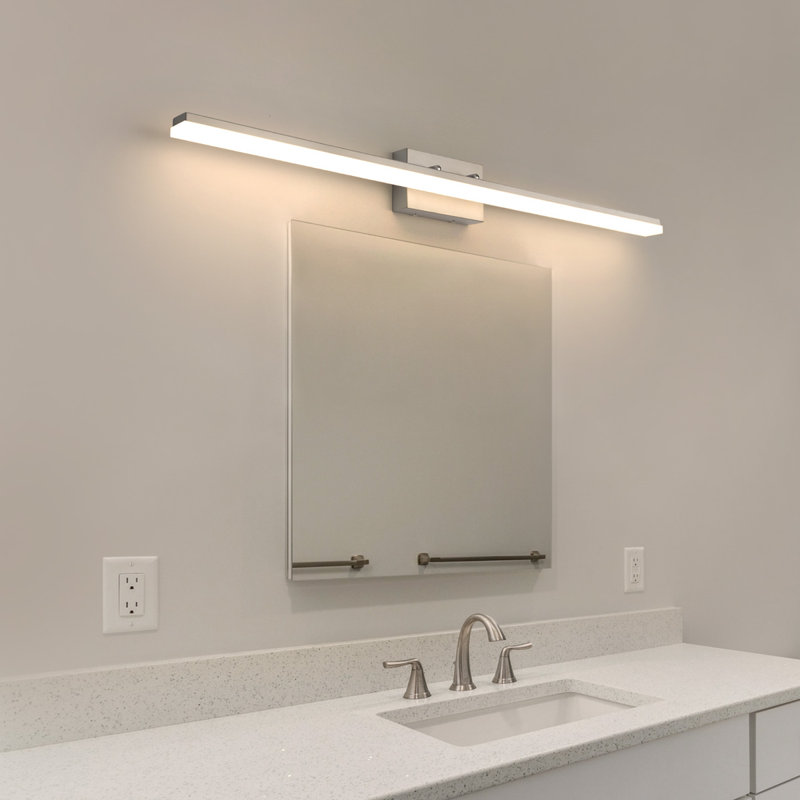 Barre d'éclairage de salle de bain 1 lumière DEL Alfonza, Nickel brossé, Blanc chaud 3 000 K, L 47,24 po