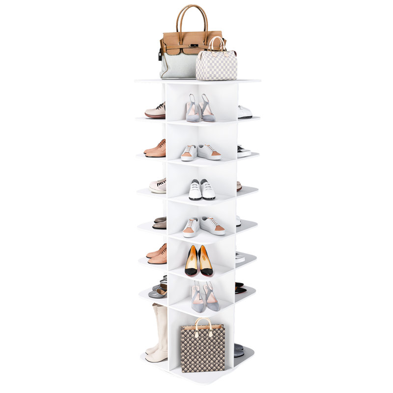 Étagère à chaussures rotative 7, armoire moderne, convient à 28 paires, support blanc American Design