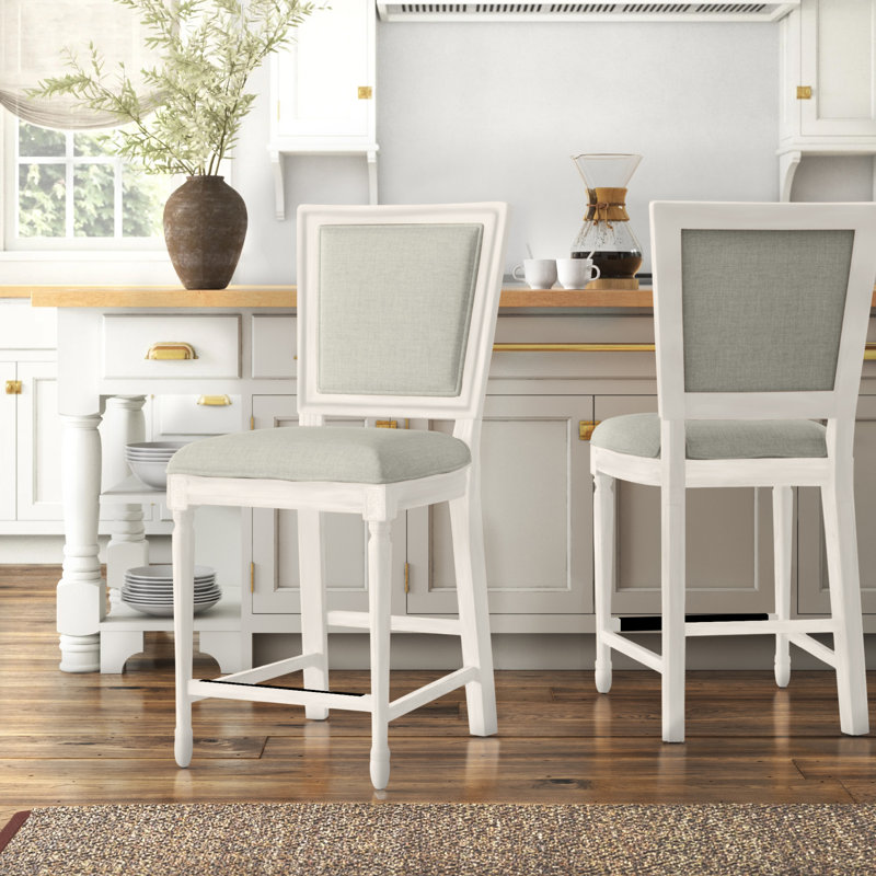 Tabouret de comptoir et de bar, Beige clair / cadre gris rustique, Tabouret de bar (siège d'une hauteur de 30 po)
