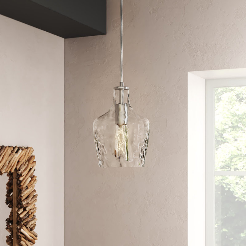Luminaire suspendu en verre 1 lumière Dollie, Argent