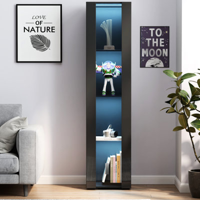 Armoire latérale noire avec aluminium - Rangement massif et durabilité avec lampe à bande ferme Abondantes installations créées avec panneau de particules de 40 mm de diamètre