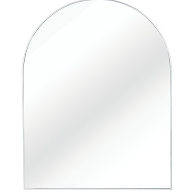 30X36 Inch Silver Metal Framed Arched Bathroom Mirror - 4Mm Hd Glass, Rust Aluminium, Reinforced Hooks For Stable Installation Wall With Frame Aluminum Alloy, Simple To Follow Steps
