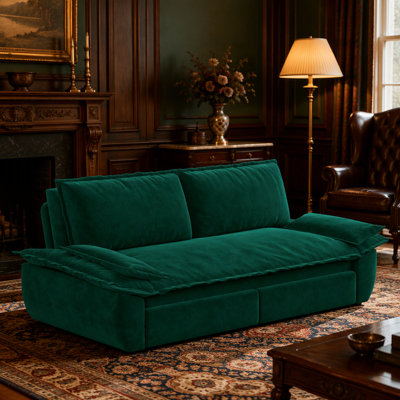 Grand canapé-lit escamotable de 73,2 po, canapé-lit convertible 3 en 1, causeuse en velours multifonctionnel, vert