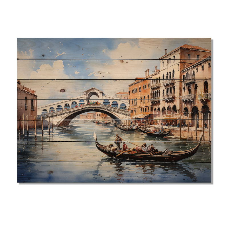 Italie, pont du Rialto Ponte I sur impression sur bois, H 30 po x l 40 po x P 0,78 po