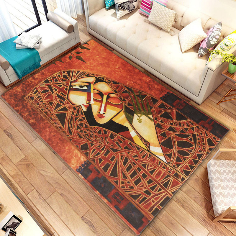 Stylish Woven Area Rug, 5.2 x 7.5 Feet, 100% Polyester with Non-Slip Felt Dot Underside | Pile Height: 0.4 inches, Total Thickness: 0.4 inches | Machine Washable, Digital Printed, Perfect for Living Room & Bedroom Decor