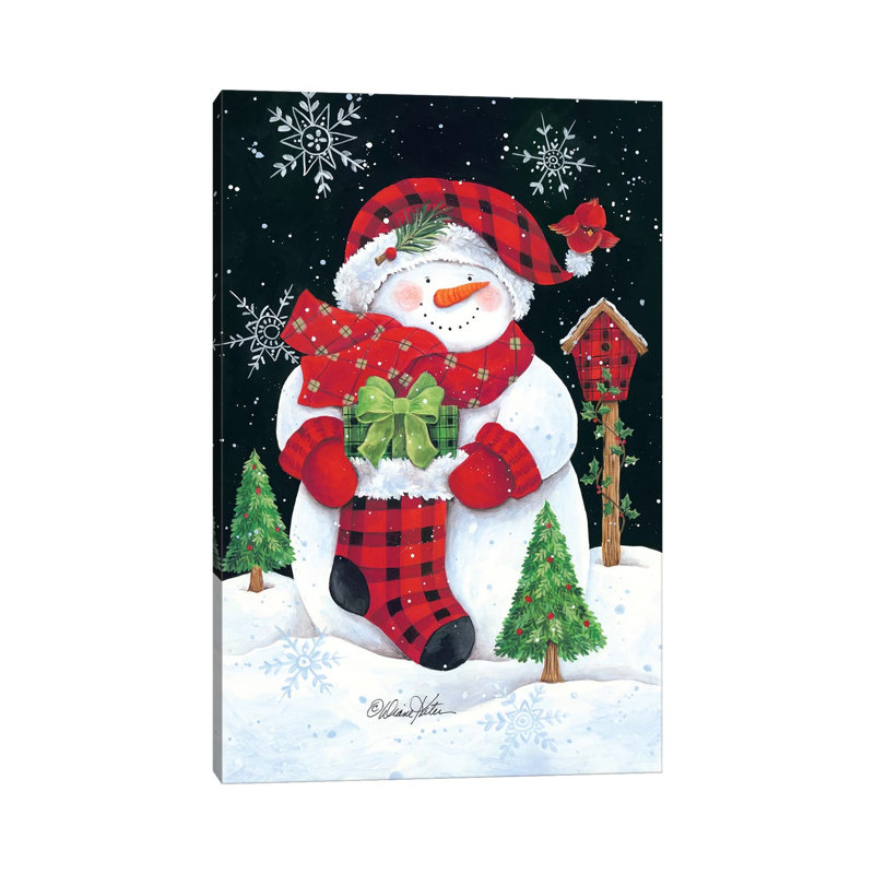 Plaid Snowman by Diane Kater - Wrapped Canvas Print, 66.04 cm H x 45.72 cm W x 1.91 cm D