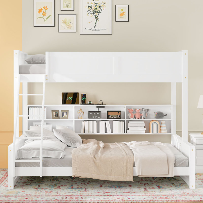 Bunk Bed With Storage, Twin XL Over Queen, Antique White