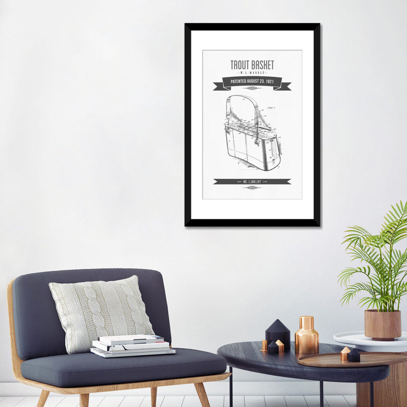 « w.l. marble de la truite », impression sur toile, Papier d'art encadré noir, Blanc, H 32 po x l 24 po x P 1 po