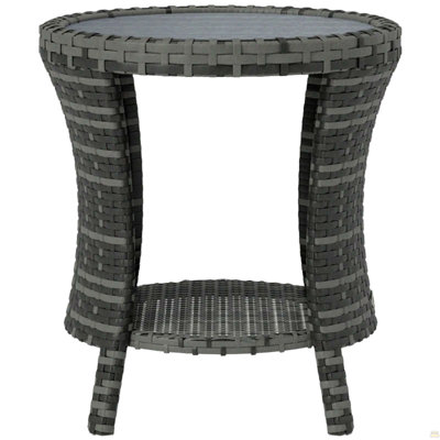 Table d'appoint d'extérieur, table basse d'extérieur en osier