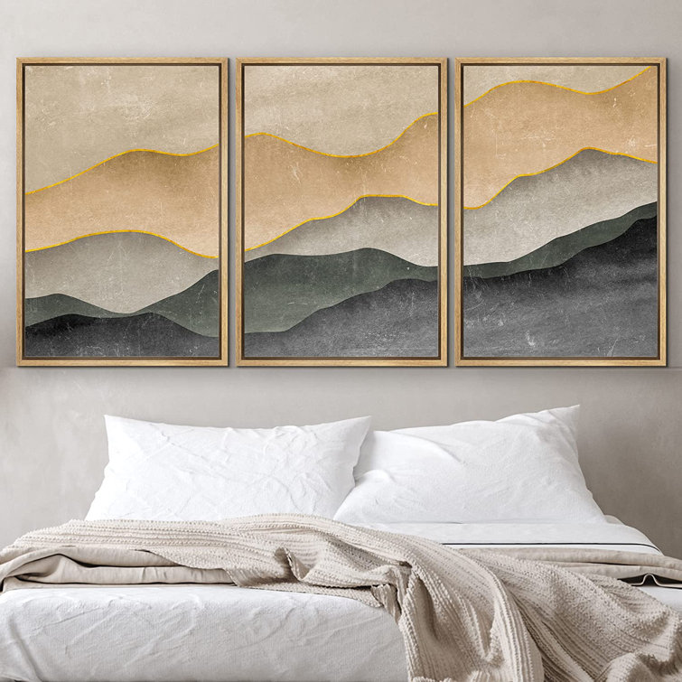 IDEA4WALL Framed Wall Art Print Set Tan Black Mountain Valley Gradient  Abstract Shapes Illustrations Modern Decorative Multicolor Relax/Calm Boho  For Living Room, Bedroom, Office Framed On Canvas Pieces Print Wayfair