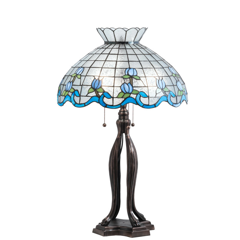 Meyda Tiffany & Stained Glass Table Lamp, 32" H x 20" W x 20" D, Blue/Green
