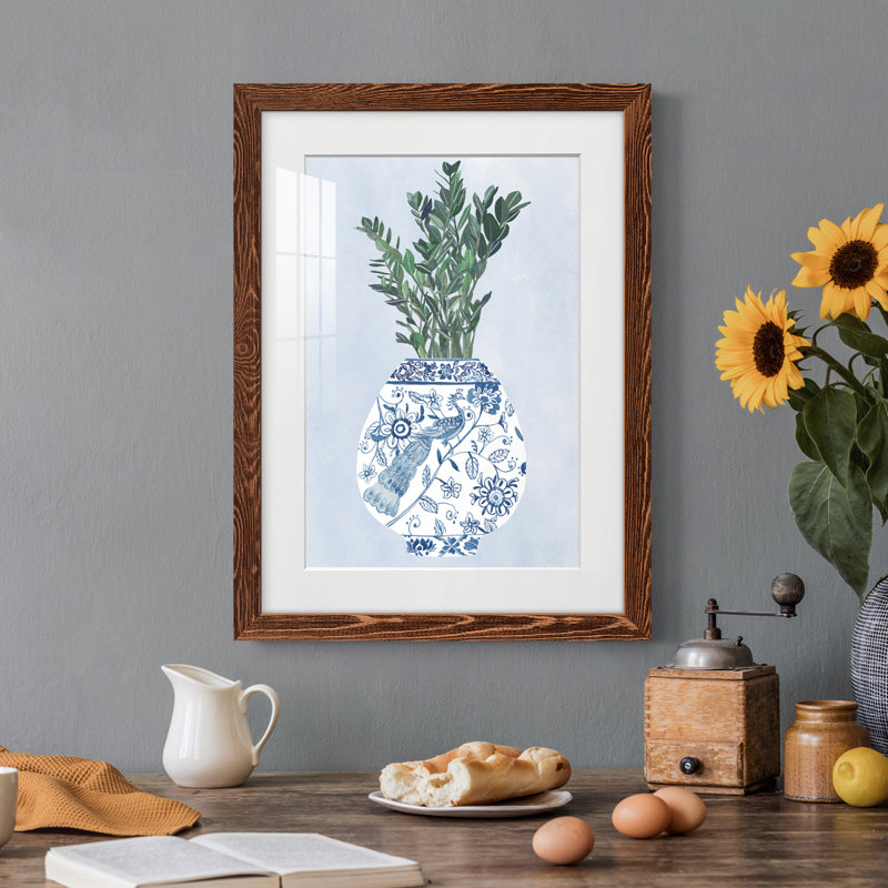 Vase au clair de lune I - Peinture encadrée, H 44 po x l 31 po x P 1 po, Érable encadré