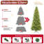 Arbre de Noël mince de 7 pi avec 400 lumières DEL chaudes - 1180 pointes en PE + PVC, conception à charnières peu encombrante, installation facile, support en métal robuste - arbre à crayons réaliste pour les petits espaces-270292489