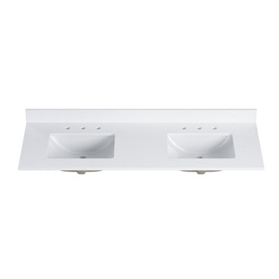 Comptoir de meuble-lavabo double rectangulaire 61 "en blanc
