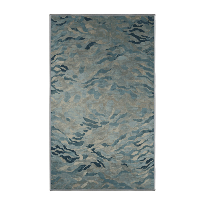 Machine Washable Gray Area Rug, Rectangle 5' x 8'