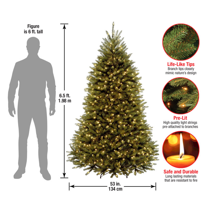 PowerConnect(TM) Dunhill® 7' Green Spruce Artificial Christmas Tree with 700 Clear/White Lights, 6.5' H