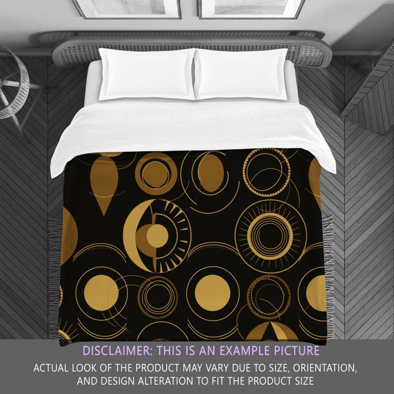 Machine Printed Comforter, Queen Comforter, Black/Gold Abstract