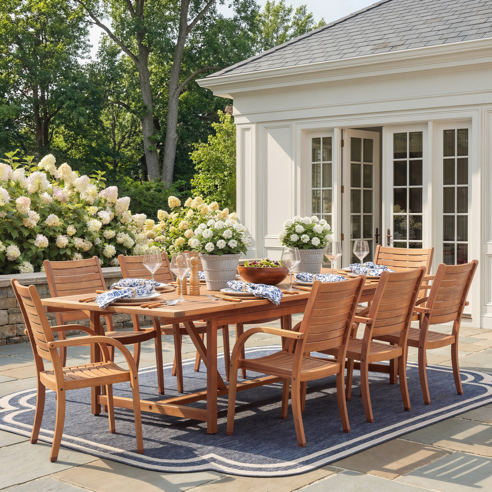 Alyisa Wood Patio Dining Chairs, Light Wood