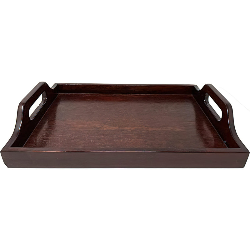 Ottoman Tray - Wooden Wood Tray, 14.25" W x 19" D, Mahogany