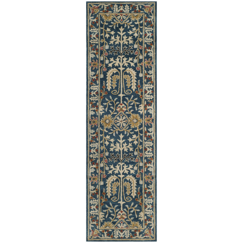 Antiquity Hand-Tufted Dark Blue Area Rug, Runner 2'3" x 10'