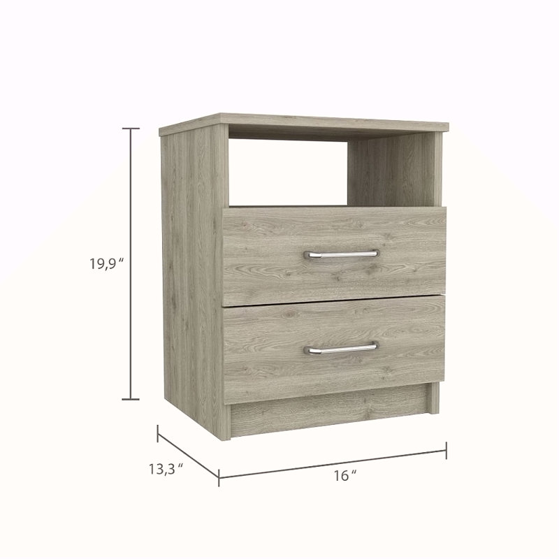 2-Drawer 1-Shelf Rectangle Nightstand