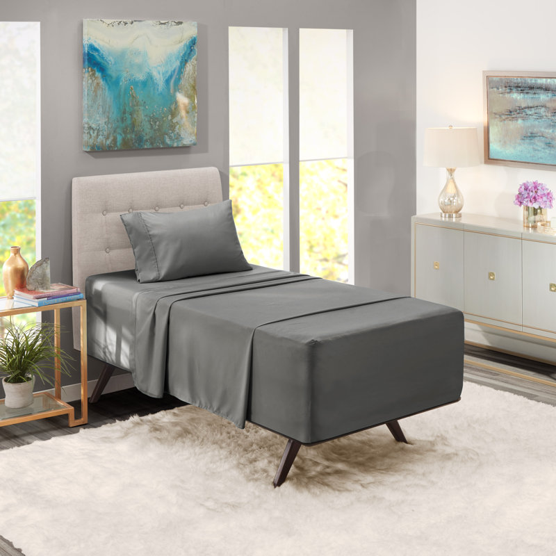 Microfiber Solid Colour Sheet Set, Charcoal Stone Grey, King Sheet Set + Fitted Sheet + 2 Pillowcases