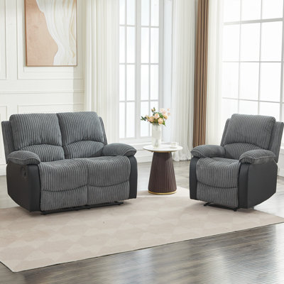 Reclining Sofa Sectional Recliner Plush Corduroy Couches Set Sofa