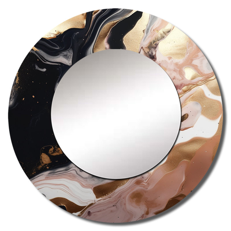 Shilyn Ocean Waves Fluidité en marbre V - miroir mural en marbre, 29 po x 29 po