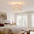 Boho Wood Bead Flush Mount Ceiling Light, 13" Diameter, white, 3-light E26-34697721