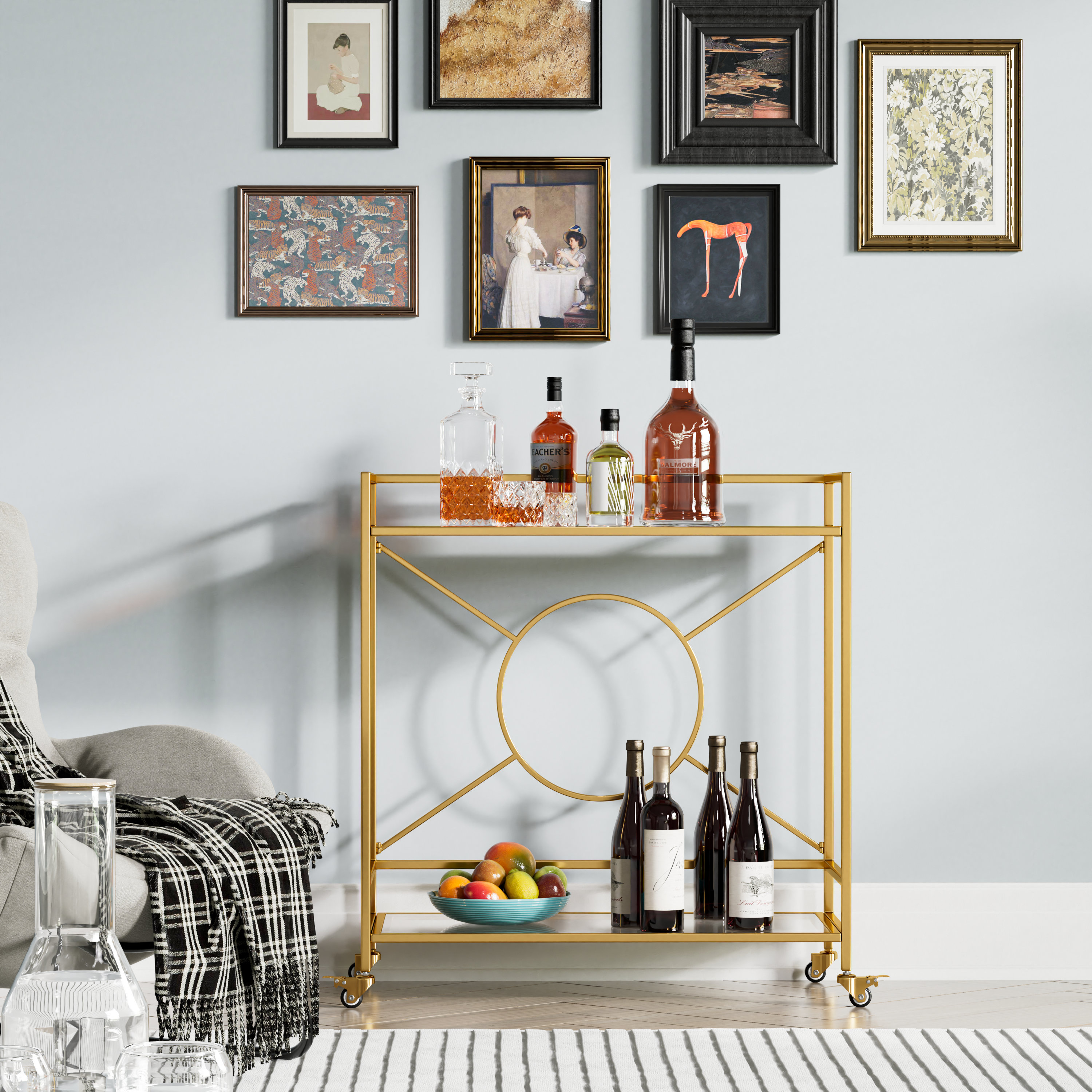 Everly Quinn Talar Metal Bar Cart Simply Assembled with ONLY 4 Screws ...