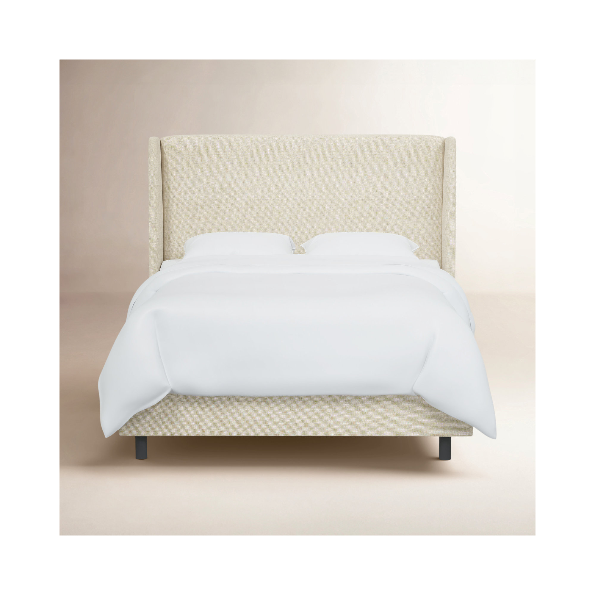 Bellfield Upholstered Wingback Bed, Beige, King