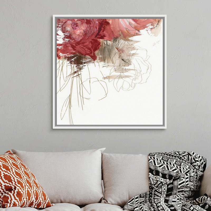 Reproduction d’art sur toile, "Crimson Lust III" par PI studio, Cadre blanc, H 38 po x l 38 po x P 1,75 po