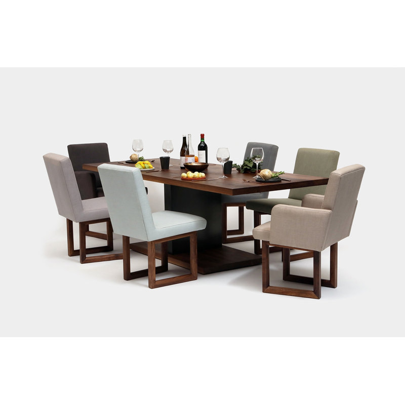 C2 W Upholstered Dining Chair, Smoke Linen Blend