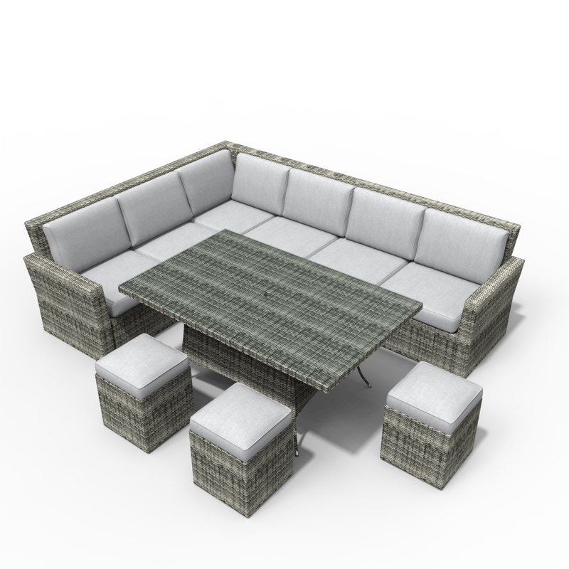 Ensemble de conversation modulaire en rotin 8 pièces avec coussins 8 pièces