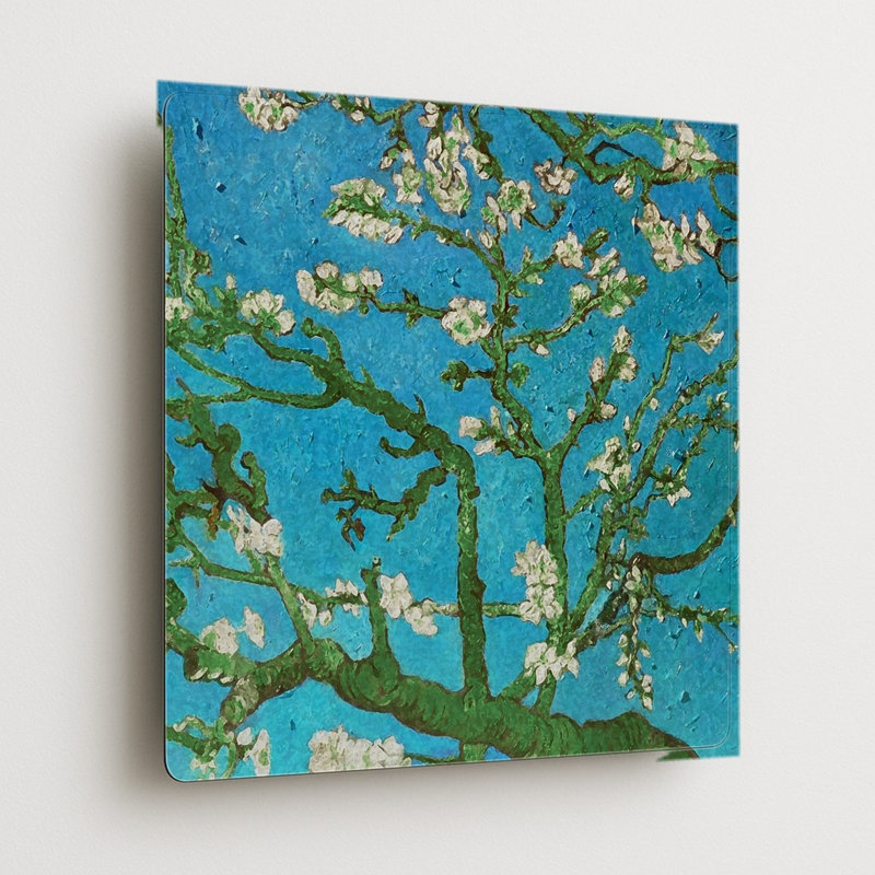 Fleurs d'amandier (1890) - Art mural carré en métal, H 12 po x l 12 po