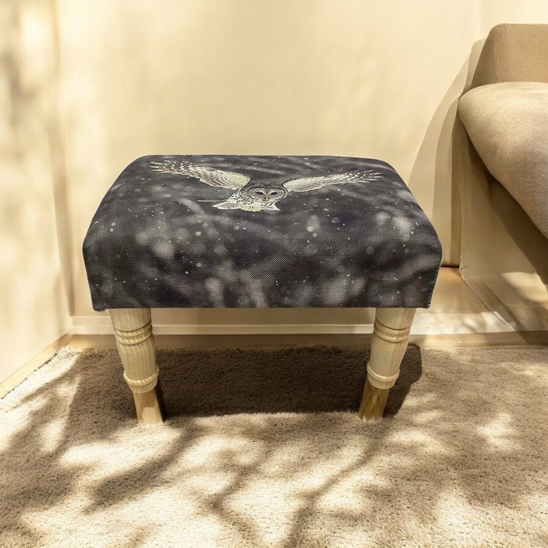 Modern Aahaan 40cm Wide Rectangle Linen Storage Footstool Ottoman - Animal Print Upholstered Seat with Hardwood Legs for Home