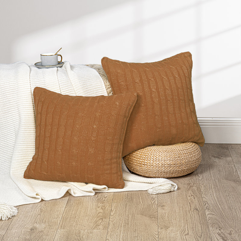 Square Cushion Cover, Burnt Orange