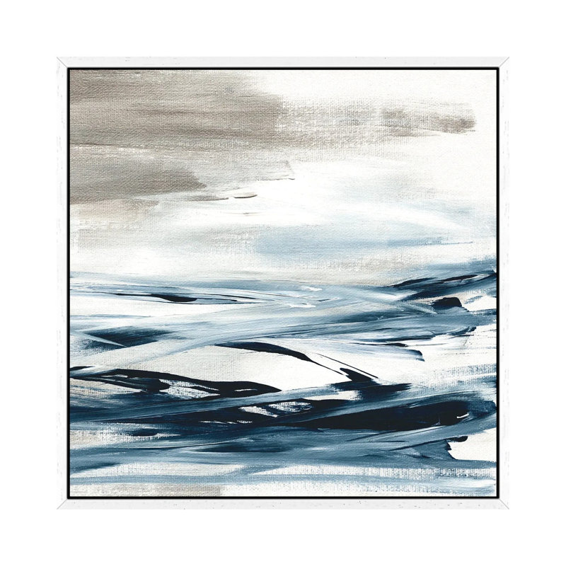 Tumultuous Indigo II by Susan Jill - Painting on Canvas, 45.72cm H x 45.72cm W x 3.81cm D, White Floater Framed