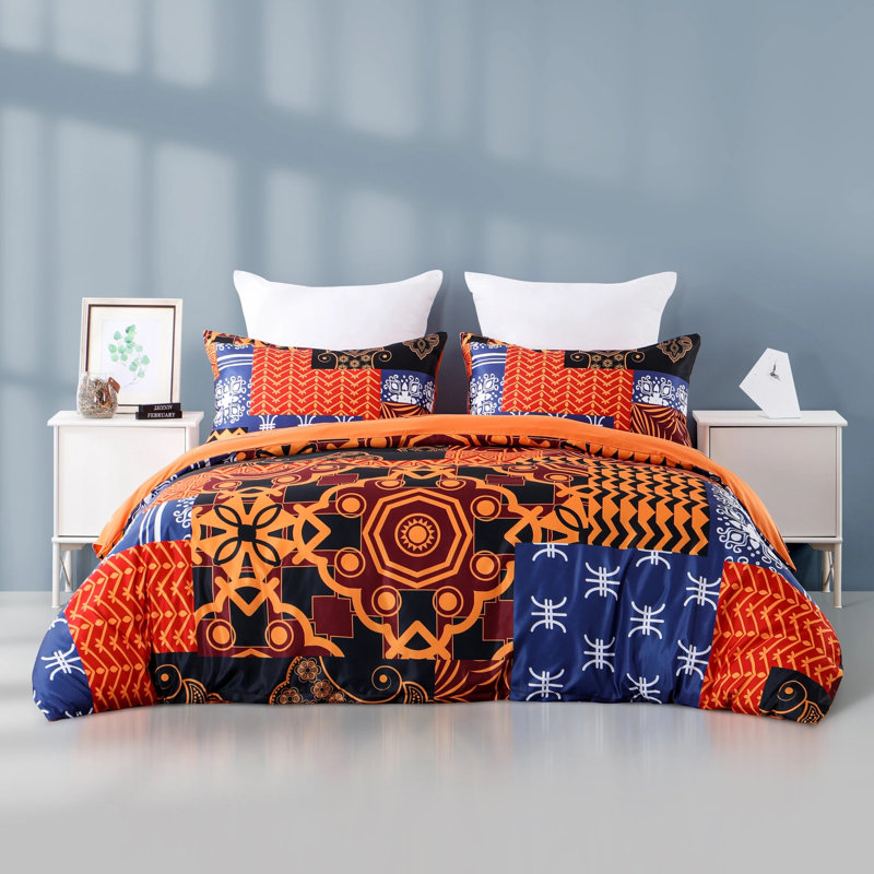 Ensemble de housse de couette en microfibre 4 pièces, Housse de couette grand + 3 pièces supplémentair, Orange