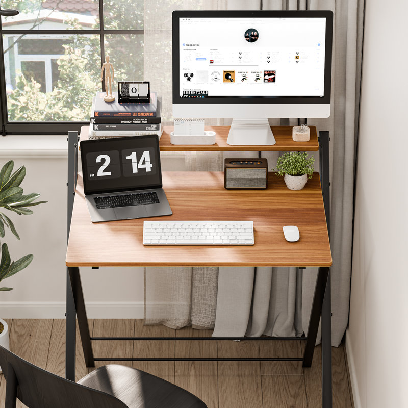 Bureau rectangulaire 28 po pliable, aucun assemblage requis, bureau d'économie d'espace pour les petits espaces, table d'écriture portable, noir