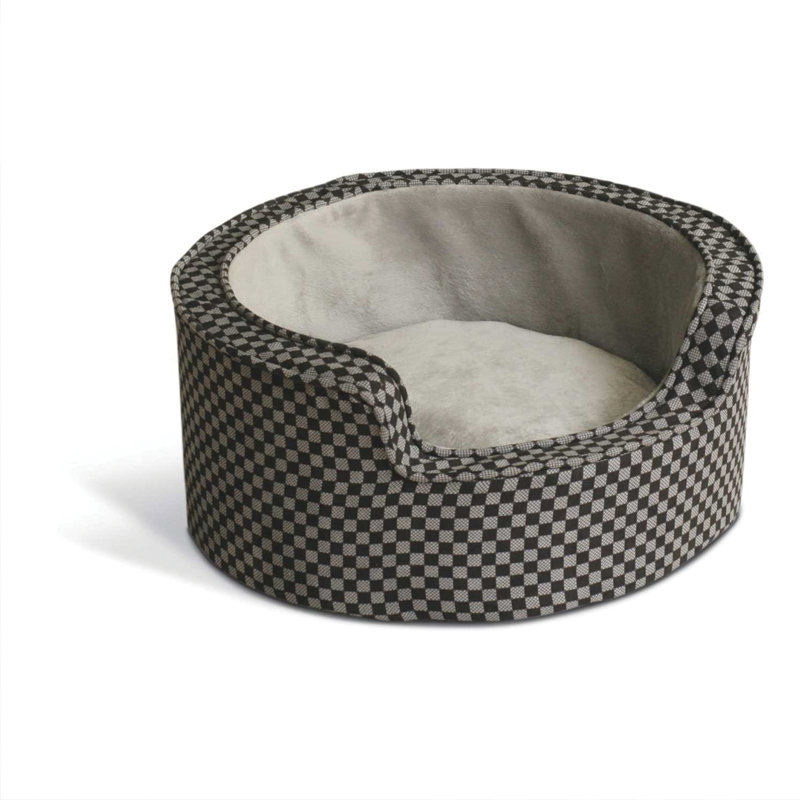 Geometric Orthopedic Polyester Pet Bed, Small (18" L x 18" W), Gray / Black